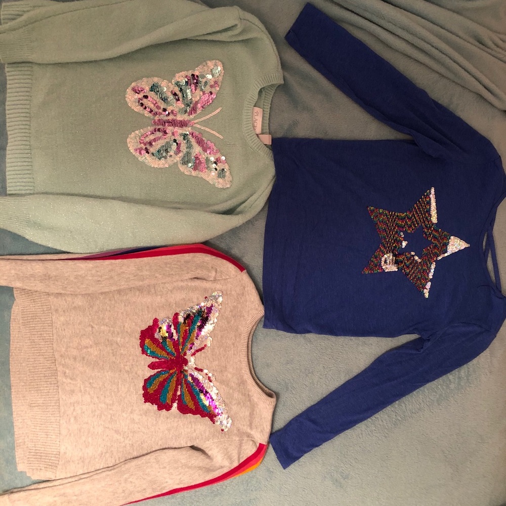 3 Girls Long Sleeve Tops- S M(7/8)